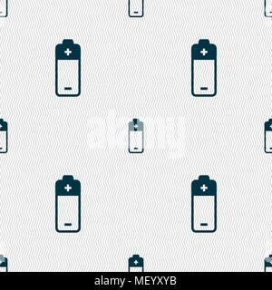 battery icon sign. Seamless pattern with geometric texture. Vector illustration Stock Vector
