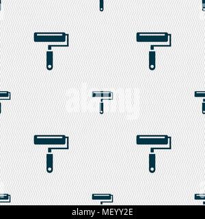 Paint roller icon sign. Seamless pattern with geometric texture. Vector illustration Stock Vector