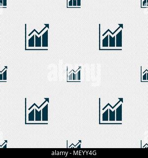 Growing bar chart icon sign. Seamless pattern with geometric texture. Vector illustration Stock Vector