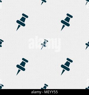 push pin icon sign. Seamless pattern with geometric texture. Vector illustration Stock Vector