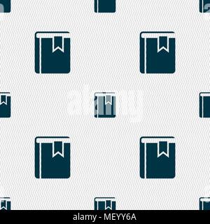 Book bookmark icon sign. Seamless pattern with geometric texture. Vector illustration Stock Vector