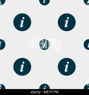 info icon sign. Seamless pattern with geometric texture. Vector illustration Stock Vector