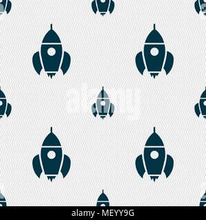 Rocket icon sign. Seamless pattern with geometric texture. Vector illustration Stock Vector
