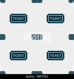 Ticket icon sign. Seamless pattern with geometric texture. Vector illustration Stock Vector