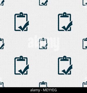 Document grammar control, Test, work complete icon sign. Seamless pattern with geometric texture. Vector illustration Stock Vector