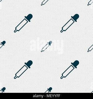 Pipette icon sign. Seamless pattern with geometric texture. Vector illustration Stock Vector