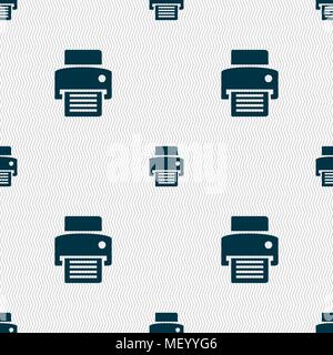 fax, printer icon sign. Seamless pattern with geometric texture. Vector illustration Stock Vector