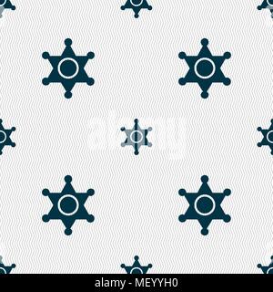 Sheriff, star icon sign. Seamless pattern with geometric texture. Vector illustration Stock Vector