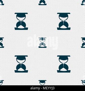 hourglass icon sign. Seamless pattern with geometric texture. Vector illustration Stock Vector