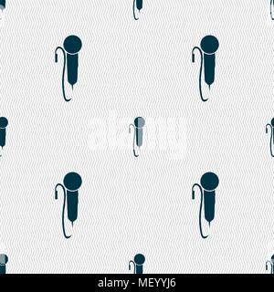 microphone icon sign. Seamless pattern with geometric texture. Vector illustration Stock Vector