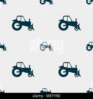 Tractor icon sign. Seamless pattern with geometric texture. Vector illustration Stock Vector