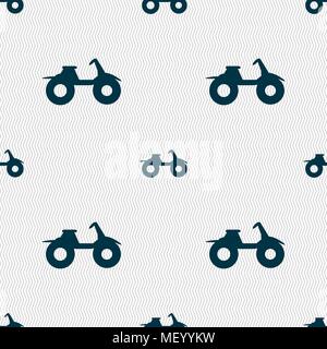 ATV icon sign. Seamless pattern with geometric texture. Vector illustration Stock Vector