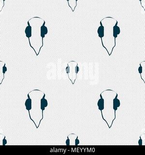 headphones icon sign. Seamless pattern with geometric texture. Vector illustration Stock Vector