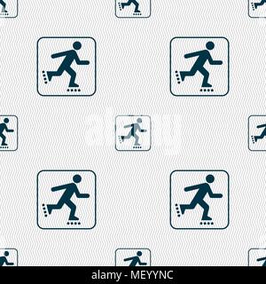 roller skating sign. Seamless pattern with geometric texture. Vector illustration Stock Vector