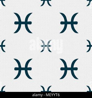 Pisces zodiac sign sign. Seamless pattern with geometric texture. Vector illustration Stock Vector