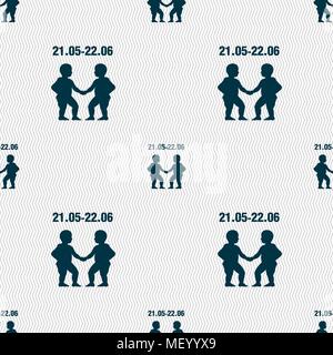 Gemini sign. Seamless pattern with geometric texture. Vector illustration Stock Vector