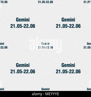 Gemini sign. Seamless pattern with geometric texture. Vector illustration Stock Vector