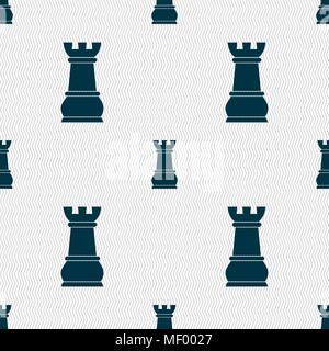 Chess Rook sign. Seamless pattern with geometric texture. Vector illustration Stock Vector