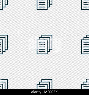 Copy file, Duplicate document icon sign. Seamless pattern with geometric texture. Vector illustration Stock Vector