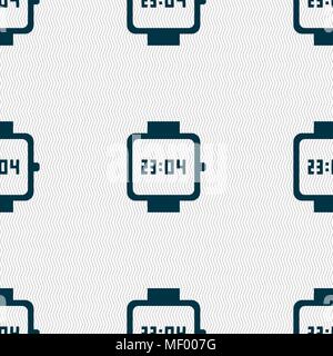 wristwatch icon sign. Seamless pattern with geometric texture. Vector illustration Stock Vector