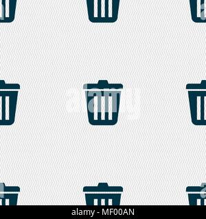Bin  icon sign. Seamless pattern with geometric texture. Vector illustration Stock Vector