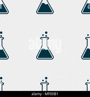 Flask  icon sign. Seamless pattern with geometric texture. Vector illustration Stock Vector