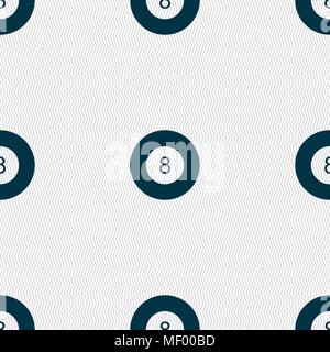 Eightball, Billiards  icon sign. Seamless pattern with geometric texture. Vector illustration Stock Vector