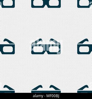 3d glasses icon sign. Seamless pattern with geometric texture. Vector illustration Stock Vector