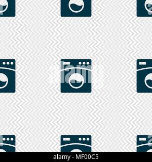 Washing machine icon sign. Seamless pattern with geometric texture. Vector illustration Stock Vector