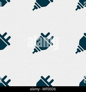 plug icon sign. Seamless pattern with geometric texture. Vector illustration Stock Vector