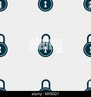 closed lock icon sign. Seamless pattern with geometric texture. Vector illustration Stock Vector
