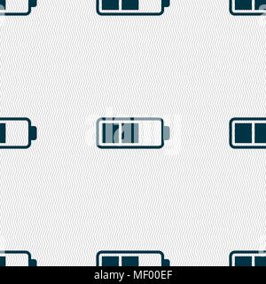 Battery half icon sign. Seamless pattern with geometric texture. Vector illustration Stock Vector