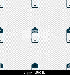 battery icon sign. Seamless pattern with geometric texture. Vector illustration Stock Vector