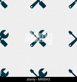 wrench and screwdriver icon sign. Seamless pattern with geometric texture. Vector illustration Stock Vector