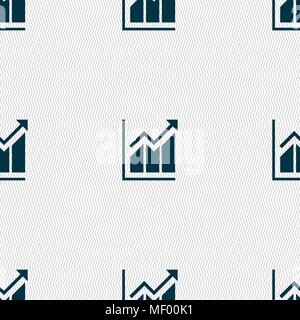 Growing bar chart icon sign. Seamless pattern with geometric texture. Vector illustration Stock Vector