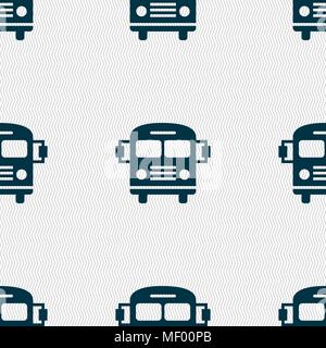 Bus icon sign. Seamless pattern with geometric texture. Vector illustration Stock Vector