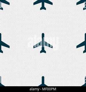 Plane icon sign. Seamless pattern with geometric texture. Vector illustration Stock Vector