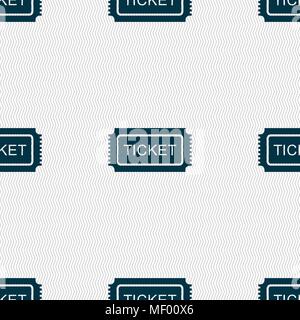 Ticket icon sign. Seamless pattern with geometric texture. Vector illustration Stock Vector