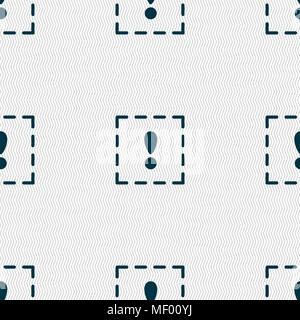 The exclamation point in a square icon sign. Seamless pattern with geometric texture. Vector illustration Stock Vector