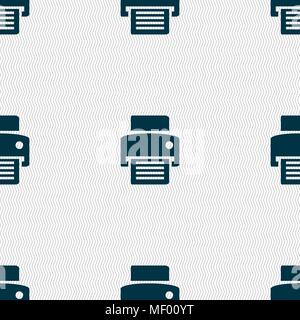 fax, printer icon sign. Seamless pattern with geometric texture. Vector illustration Stock Vector
