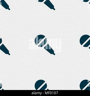 Microphone icon sign. Seamless pattern with geometric texture. Vector illustration Stock Vector