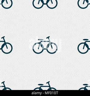 Bicycle, bike icon sign. Seamless pattern with geometric texture. Vector illustration Stock Vector