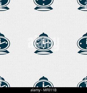 alarm clock icon sign. Seamless pattern with geometric texture. Vector illustration Stock Vector