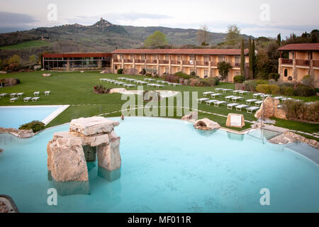 Hotel Adler Thermae, Bagno Vignoni, Tuscany with thermal pool Stock Photo