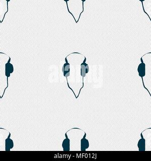 headphones icon sign. Seamless pattern with geometric texture. Vector illustration Stock Vector