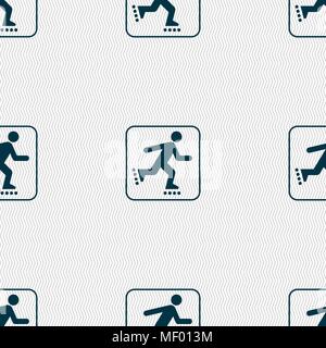 roller skating sign. Seamless pattern with geometric texture. Vector illustration Stock Vector