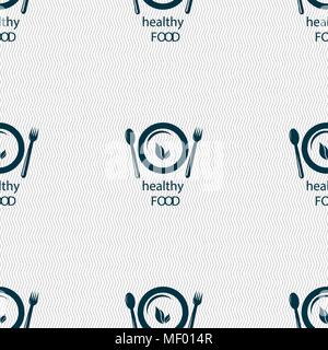 healthy food concept sign. Seamless pattern with geometric texture. Vector illustration Stock Vector