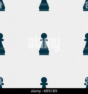 Chess Pawn sign. Seamless pattern with geometric texture. Vector illustration Stock Vector