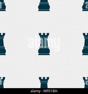 Chess Rook sign. Seamless pattern with geometric texture. Vector illustration Stock Vector