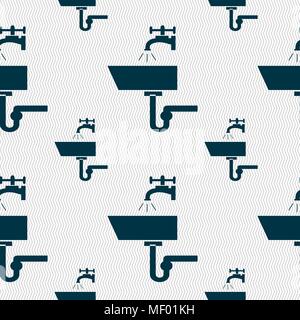 Washbasin icon sign. Seamless pattern with geometric texture. Vector illustration Stock Vector